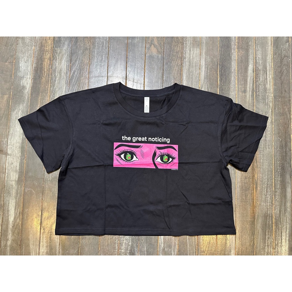 AS Colour Womens Crop T-Shirt Black Cotton Boxy Short Sleeve Tee Size M